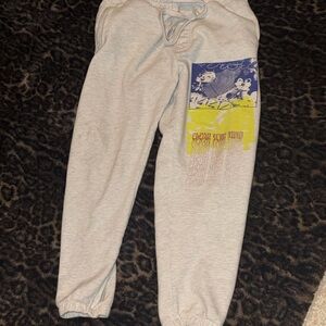 Urban Outfitters Light Gray Graphic Jogger Sweatpants - Yellow & Blue Print